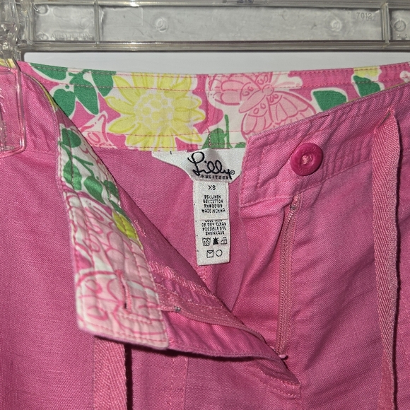 Lilly Pulitzer Vintage Pink Cotton Linen Blend Cargo Pants XS - Picture 10 of 12